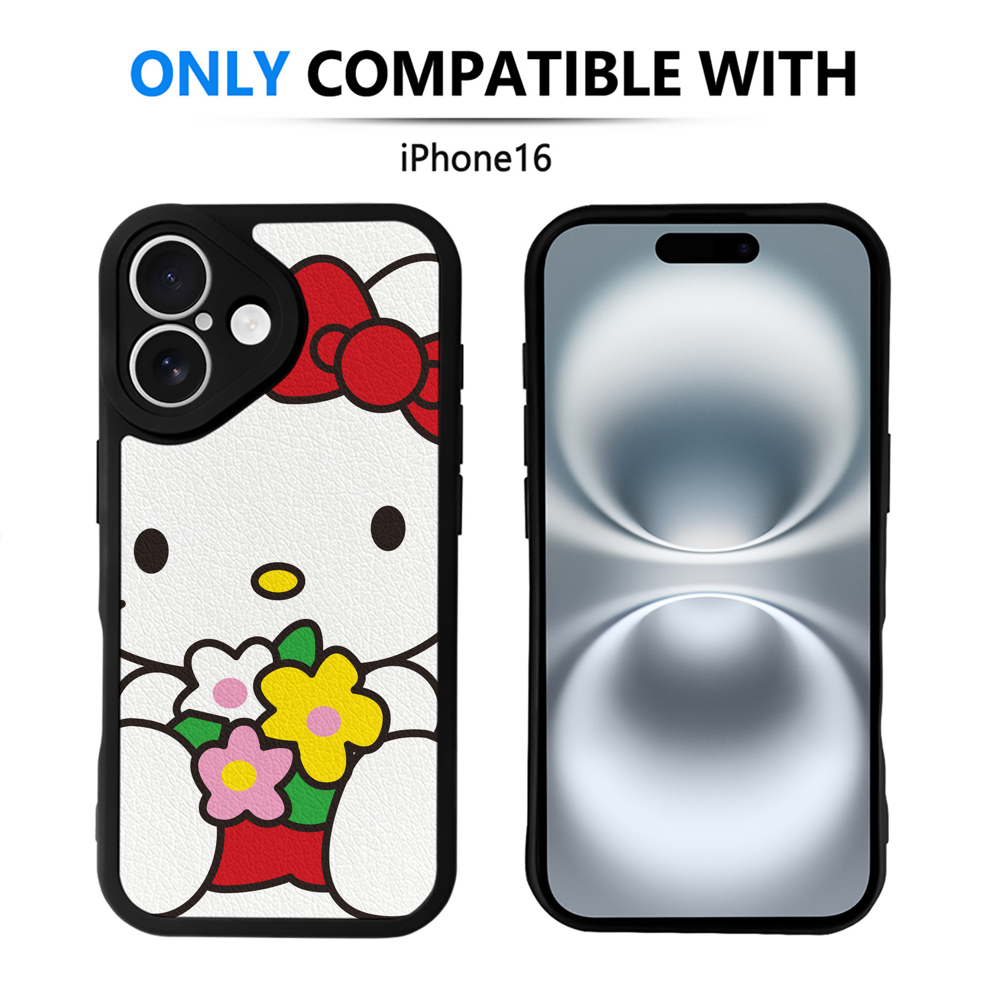 （画像用） Hello Kitty ハローキティ 【iPhone 16シリーズ対応】シリコンスマホケース（レザー調） 材質：シリコン